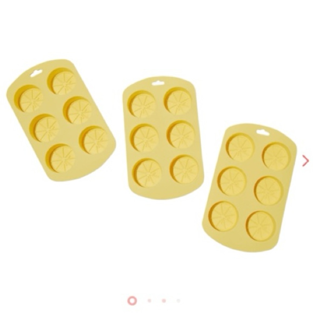 CHIC & TONIC Tooti Frooti Ice Cube Tray Set of 3 neon yellow lemons circle NWT